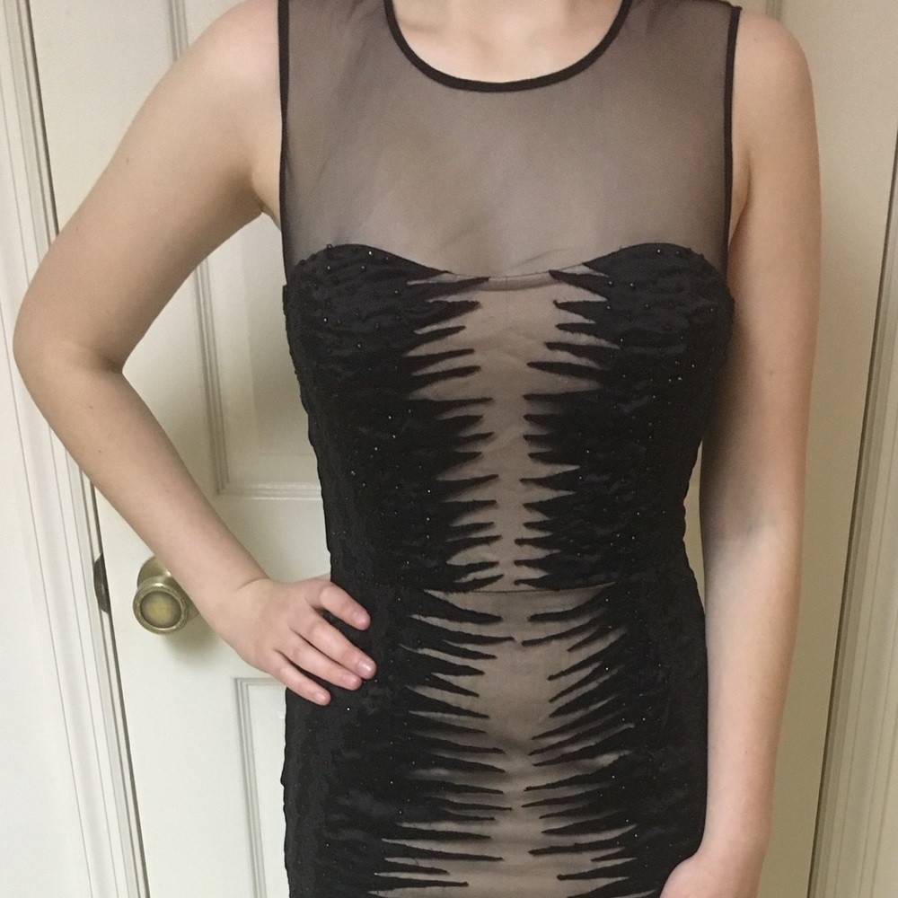 Beaded Meshy French Connection Body Con Midi Dress